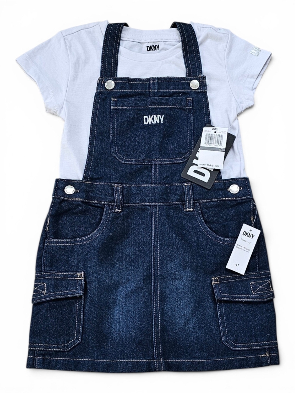 DKNY Girls Denim Jumper Dress Set NWT | Size 4T